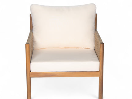 Modern Outdoor Woven Lounge Chair With Solid Wood Frame - Teak