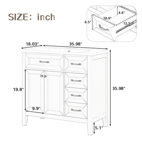 Modern Bathroom Vanity With Sink, Freestanding With Drawers And Doors