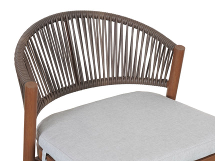 Outdoor Bar Height Metal Frame Counter Stools With Scallop Shaped Backrest & Water Resistant Cushions