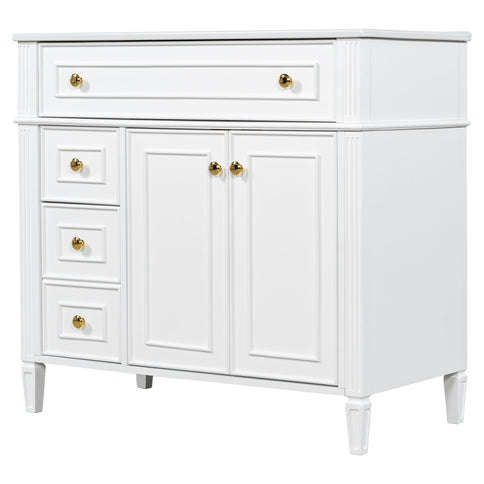 Bathroom Vanity With Sink, 3 Drawers & 2 Soft-Close Doors