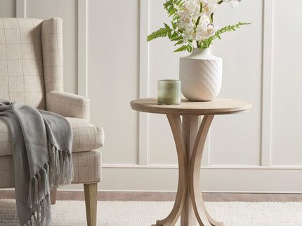 Accent Table Round Rustic Ash Veneer Reclaimed Wheat - Natural