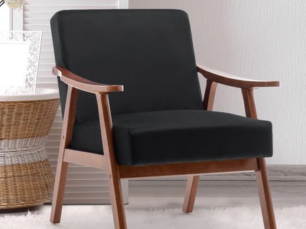 Mid Century Modern Accent Chair With Solid Wood Frame And Extra Thick Backrest