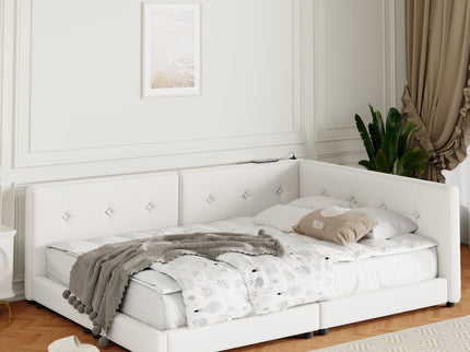Modern Upholstered Platform Bed With USB Ports And LED Belt