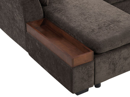 Modern L Shaped Sectional Sofa With Upholstery And Wooden Storage