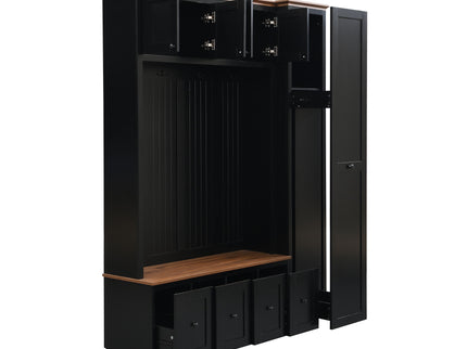 Entryway Hall Tree With Storage Bench, Coat Rack Shoe Bench With Cabinets