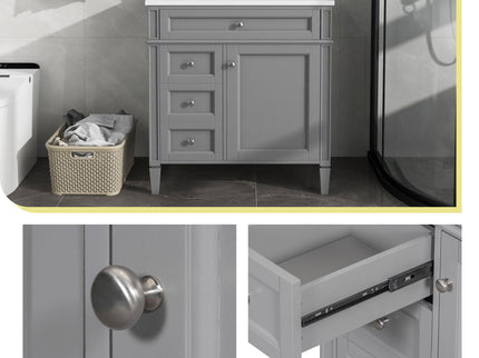 Bathroom Vanity With Top Sink, Storage Cabinet With 2 Drawers, Tip Out Drawer