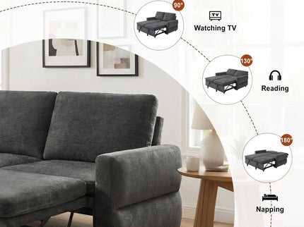 Convertible Sofa Bed Loveseat With Adjustable Backrest And USB Ports