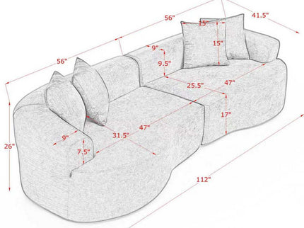4 Seater Curved Cloud Sectional Sofa