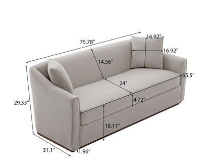 3 Seater Sofa With Wrap Around Armrests And Throw Pillows