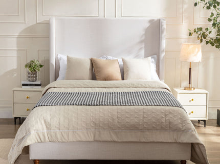 Harper - Tall Headboard Upholstered Bed / High Headboard / Elegant Simplicity / No Box Spring Needed