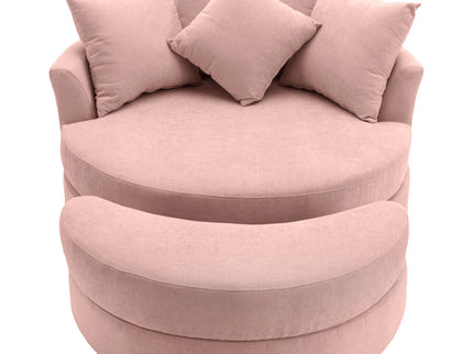360° Swivel Accent Barrel Chair With Storage Ottoman & 4 Pillows, Modern Leisure Chair Round Accent For Living Room