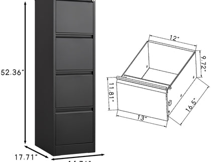 Durable Metal 3 Drawer File Cabinet With Lock For Office Storage