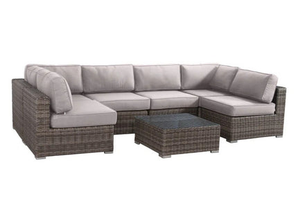 6 Person Wicker Seating Group With Premium Cushions - Gray Mix