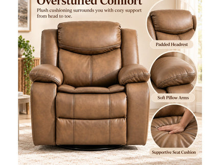 Rocker Recliner Chair With Manual Recline And 360° Swivel Base