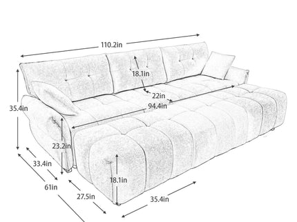 Sofa Set With Ottoman And Pillows, Textured, High Resilience Cushions