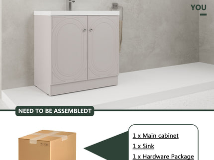 Contemporary Freestanding Bathroom Vanity With Resin Sink & Soft-Close Cabinet Doors