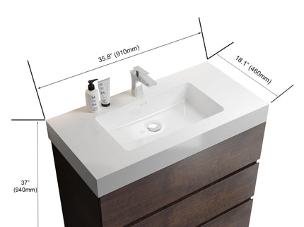 Alice - Bathroom Vanity With Large Storage Freestanding Bathroom Vanity, Sink For Modern Bathroom, One-Piece Sink Basin Without Drain And Faucet