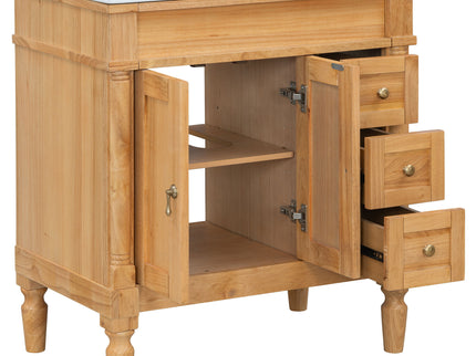 Modern Bathroom Vanity With Ceramic Sink, Soft Close Doors, Adjustable Shelves