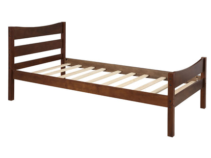 Twin Size Platform Bed With Headboard And Wooden Slat Support