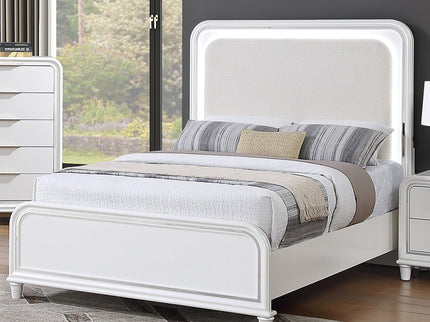 Bed With LED Lights Panel Headboard And Footboard Frame
