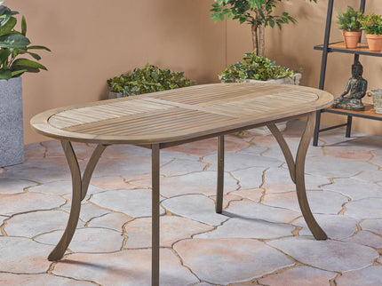 Outdoor Table With Smooth Lines, Slat Top