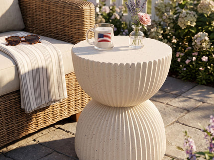 Side Table With Speckled Ribbed Texture