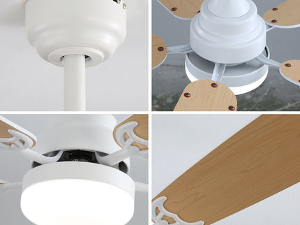 52" Ceiling Fan With LED Light, 6 Speed Remote Control, Reversible DC Motor