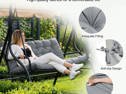 3 Seater Outdoor Porch Swing Cushion With Backrest