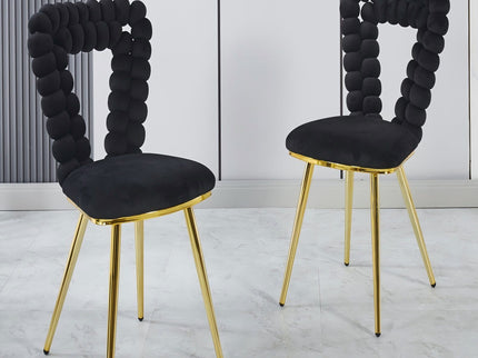 Modern Chair With Iron Tube Legs, Soft Cushions And Comfortable Backrest, Suitable For Dining Room, Living Room, Cafe, Hairball Back