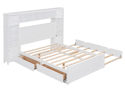 Bed With All In One Cabinet, Shelf And Sockets, Trundle