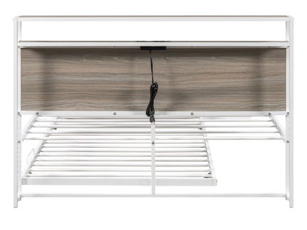 Platform Bed Frame With Trundle, USB Ports And Slat Support, No Box Spring Needed