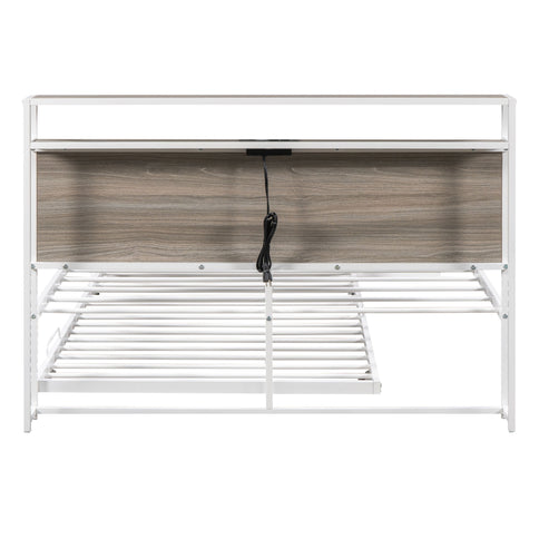Platform Bed Frame With Trundle, USB Ports And Slat Support, No Box Spring Needed
