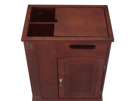 Traditional End Table With Charging Station, Narrow Side Table With USB Ports And Outlets - Red Walnut