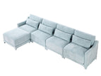 Light Blue / 2 Pc. 4 Seater Sectional, Ottoman