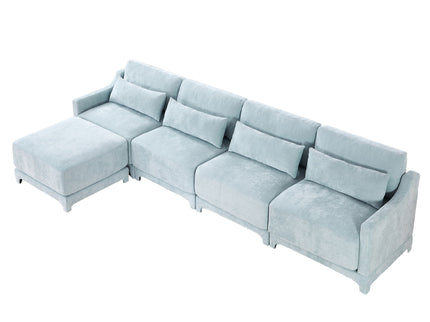 Stylish Sofa With Ottoman And Lumbar Pillows, Ergonomic Design