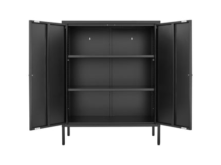 Kitchen Buffet Server Table Accent Sideboard Cupboard Server Buffet Console Table With Doors Cabinet - Black