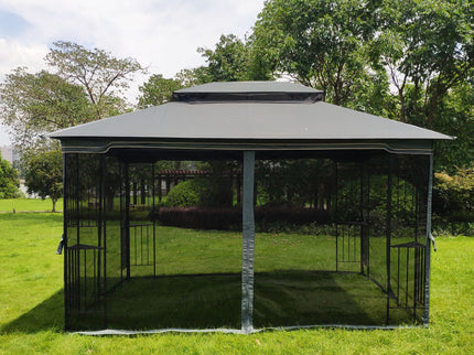 Patio Gazebo Tent With Ventilated Double Roof And Mosquito Net