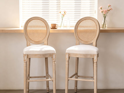 French Country Bar Chairs With Round Back (Set of 2)