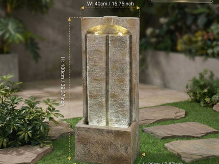 Modern Outdoor Water Fountain With LED Lights