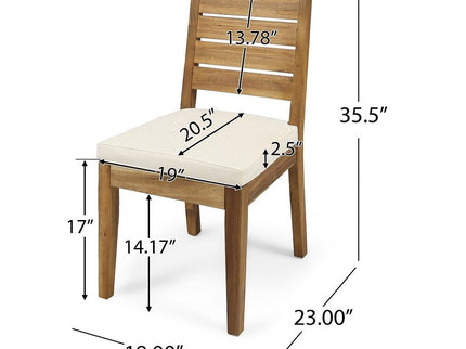 Outdoor 7 Piece Dining Set With Cushions - Sandblasted Natural / Beige