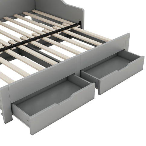 Daybed Frame With Storage Bookcases, 2 Drawers, Charging Station