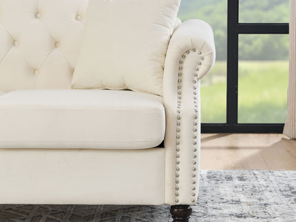 2 Seater Chesterfield Sofa With Rolled Arms And Nailhead Trim For Living Room