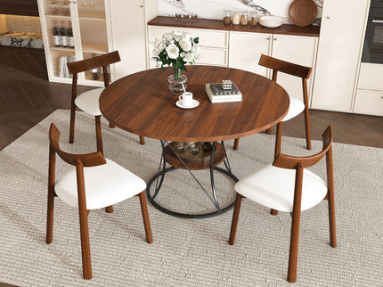 Round Extendable Dining Table Set With Chairs