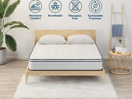 12'' Hybrid Mattress With Pocket Springs And Memory Foam, Medium Firm Support - White - Queen