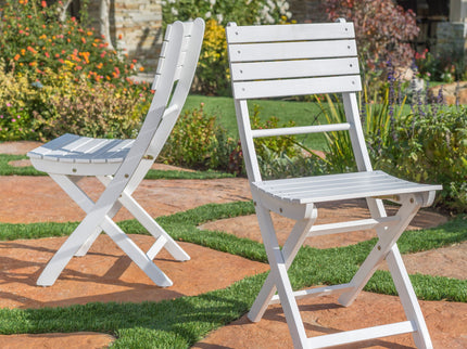 Outdoor Foldable Wood Dining Chair With Slat Design (Set of 2)