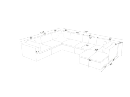 Custom Configuration Modular Sectional & Toss Pillows