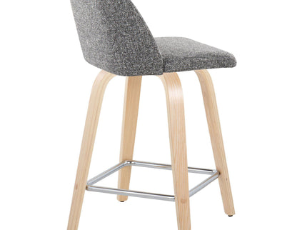 Toriano - Contemporary Fixed Height Counter Stool With Swivel With Square Footrest (Set of 2)