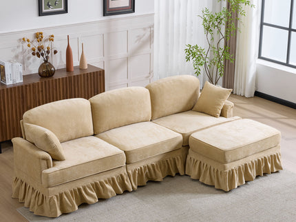 Cloud Sofa With Removable Ruffled Skirt With Ottoman And Flared Arms