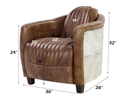 Brancaster - Grain Leather Chair - Brown
