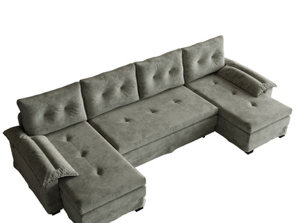 U-Shaped Sleeper Sofa With Pull Out Bed, Removable Armrests & USB Ports For Living Room
